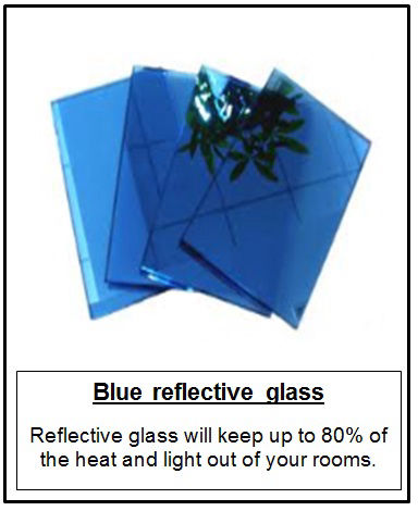 Blaues reflektierendes Glas